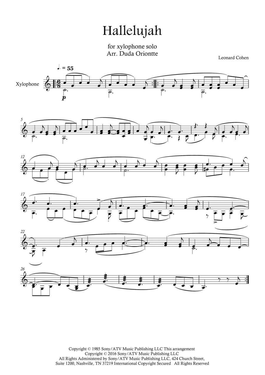 Hallelujah Hallelujah Percussion scores gallery preview page 1