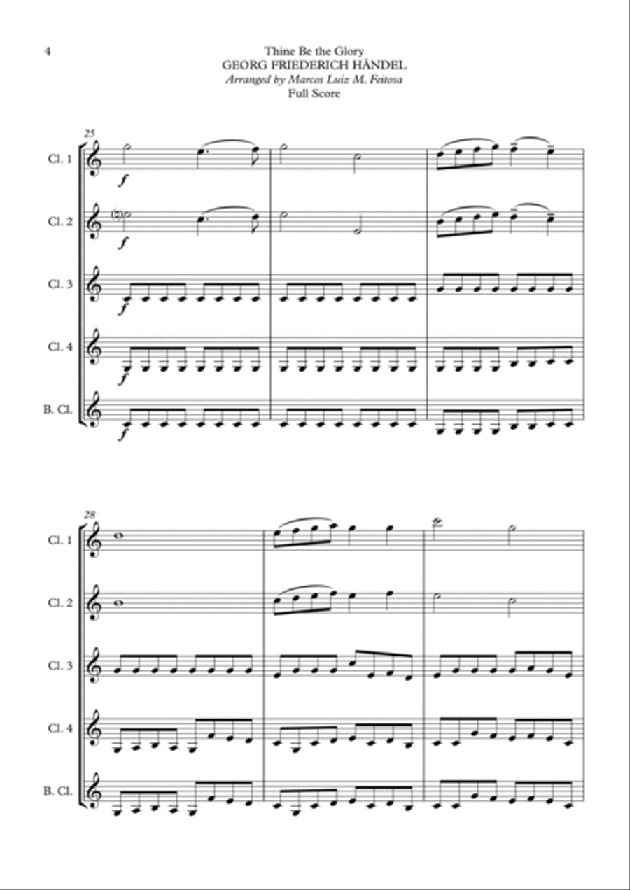Thine Be the Glory (Maccabeus) - Clarinet Quintet Clarinet Quintet scores gallery preview page 6