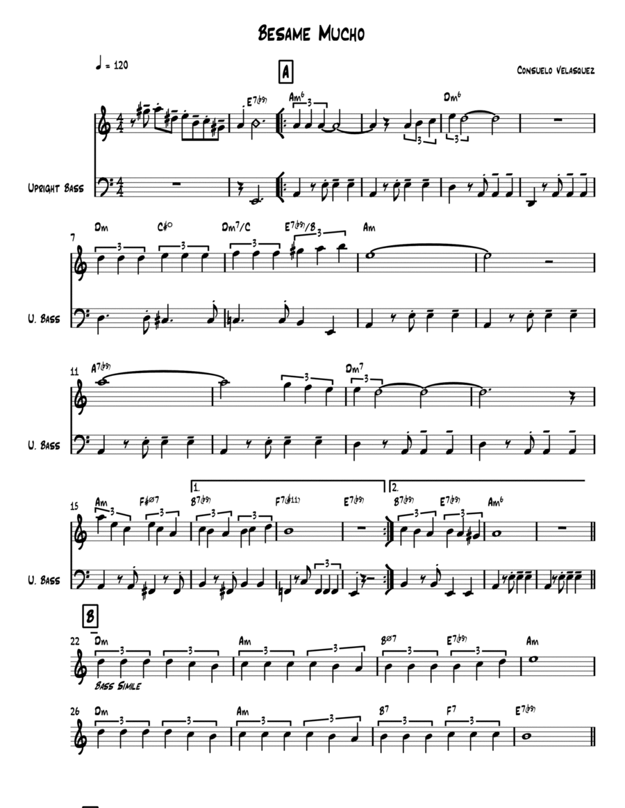 Besame Mucho Piano scores gallery preview page 1