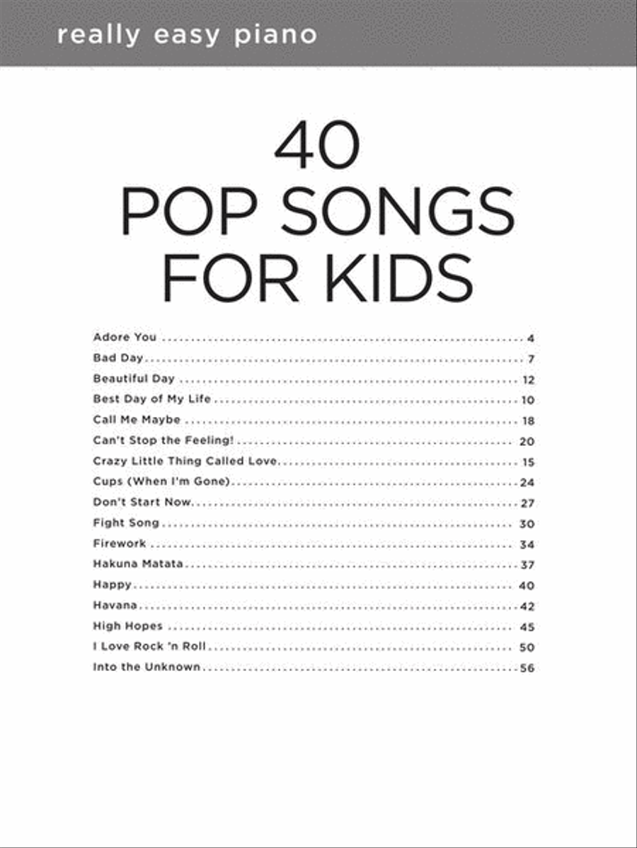 40 Pop Songs for Kids Easy Piano scores gallery preview page 3