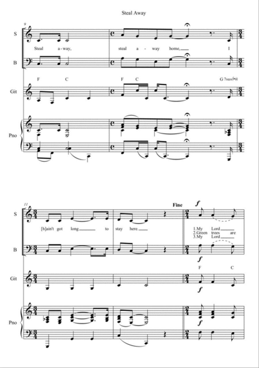 Steal Away Steal Away Unison Choir scores gallery preview page 2
