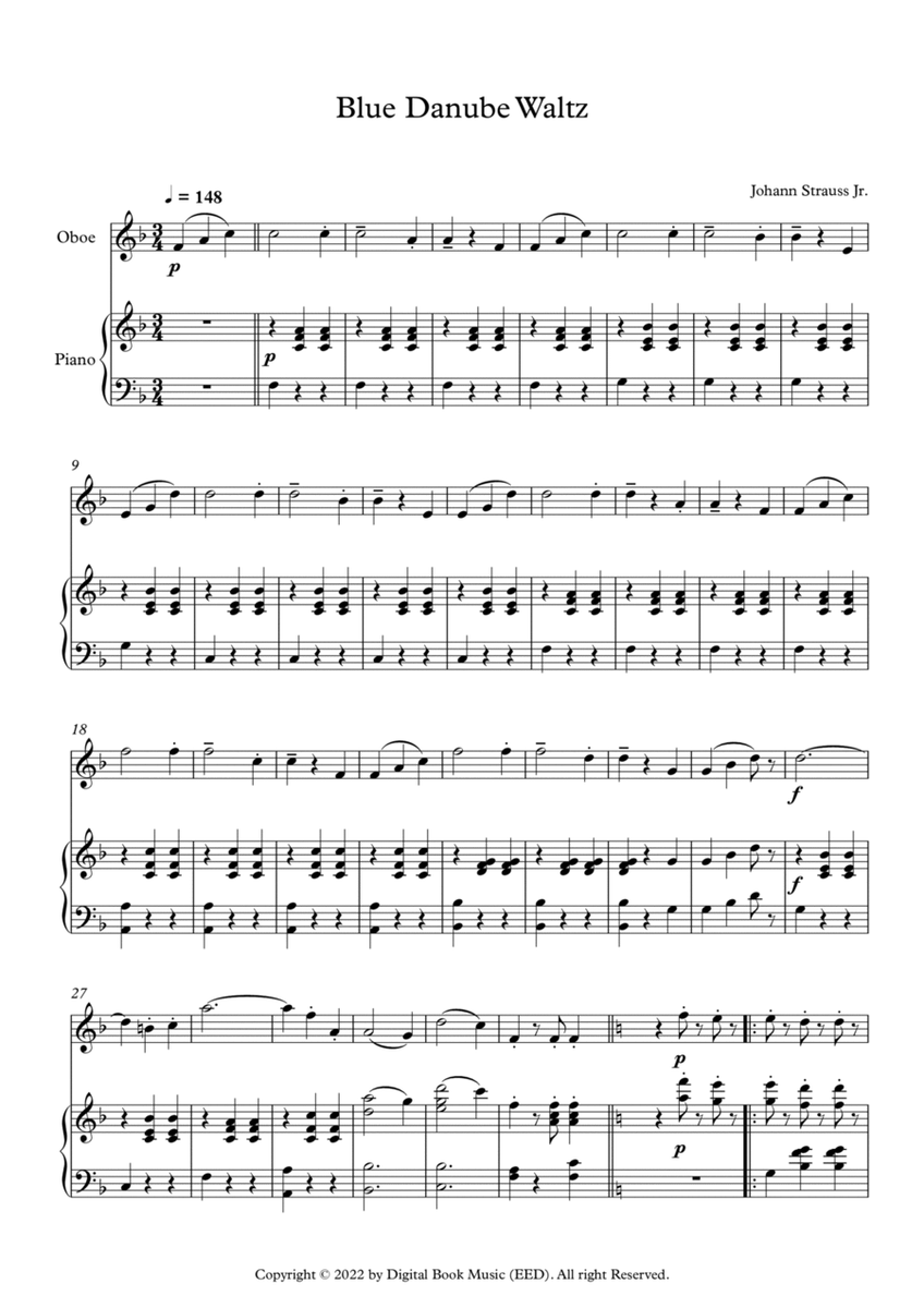 Blue Danube Waltz - Johann Strauss Jr. (Oboe + Piano) image number null