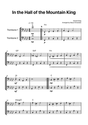 In the Hall of the Mountain King - Trombone Duet with Chord Notations