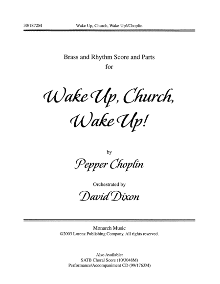 Wake Up, Church, Wake Up! - Brass/Rhythm Parts