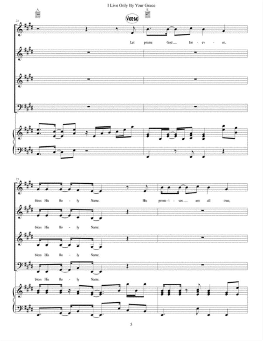 I Live Only By Your Grace 4-Part scores gallery preview page 5