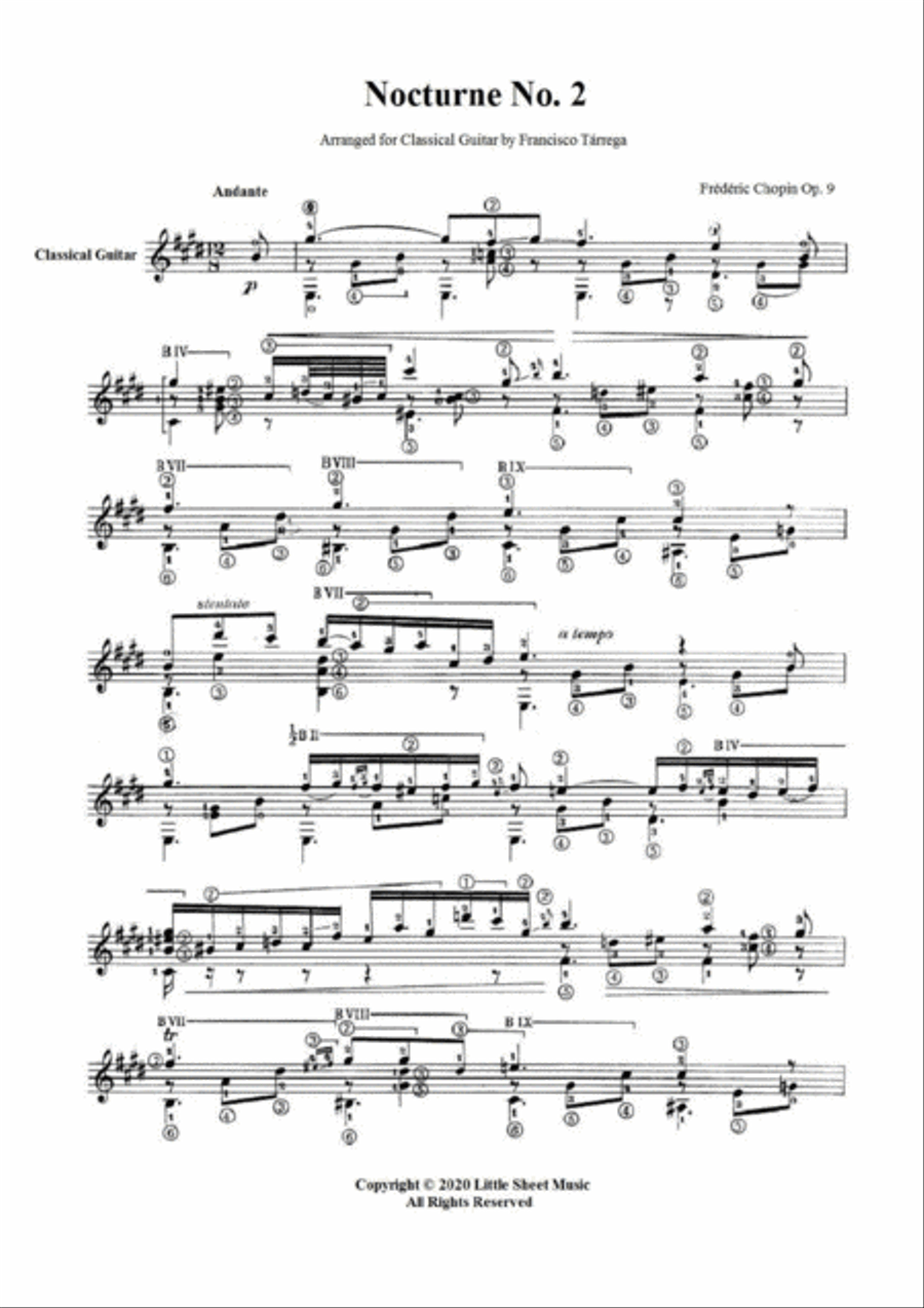 Nocturne in E Flat Major (Op. 9 No. 2) Acoustic Guitar scores gallery preview page 2