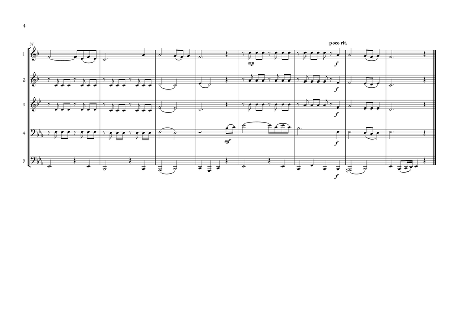 Somalian National Anthem for Brass Quintet (Old & New) (MFAO World National Anthem Series) Brass Quintet scores gallery preview page 4