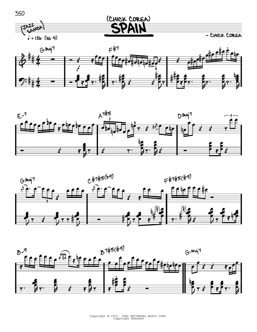 Spain (solo only) Piano scores gallery preview page 1