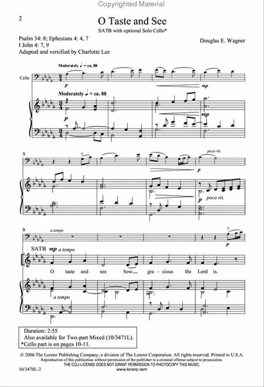 O Taste and See O Taste and See 4-Part scores gallery preview page 2