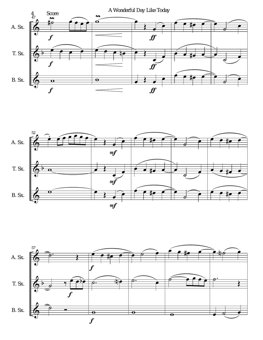 A Wonderful Day Like Today Woodwind Trio scores gallery preview page 4