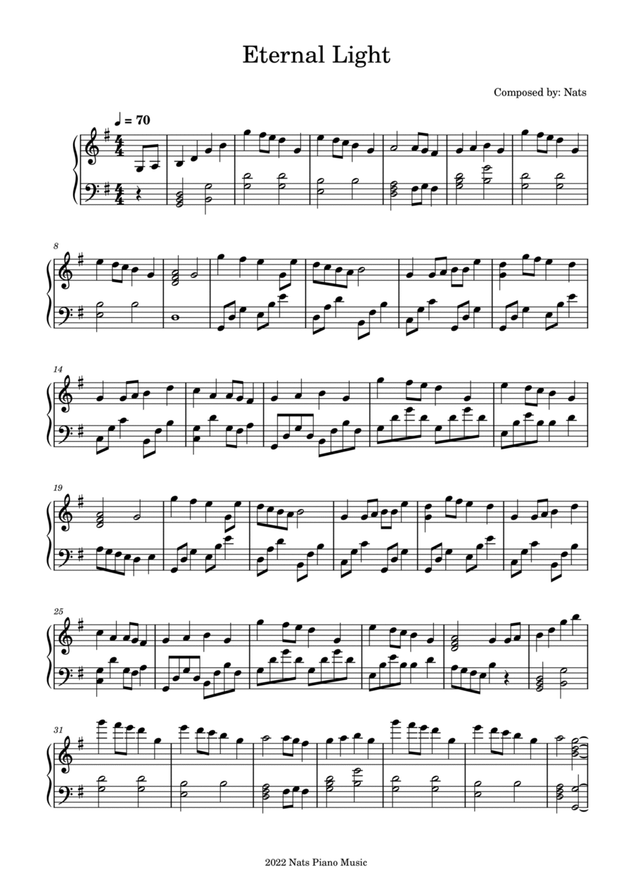 Eternal Light Eternal Light Easy Piano scores gallery preview page 1