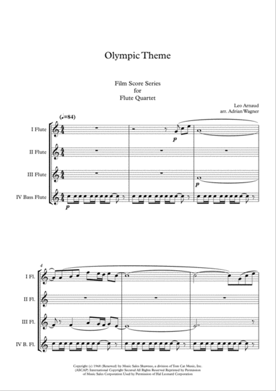 Bugler's Dream (Olympic Fanfare) Flute Quartet scores gallery preview page 3