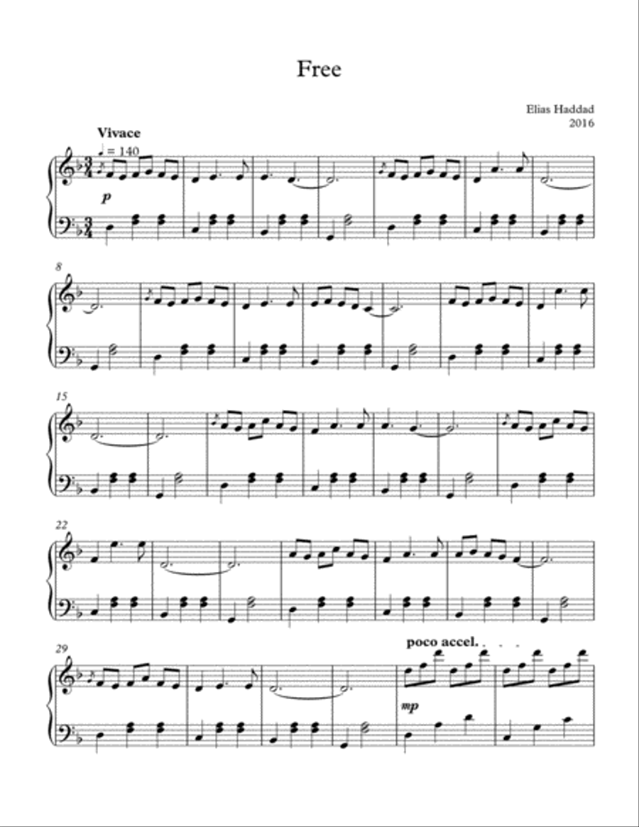 Free Free Piano Solo scores gallery preview page 1