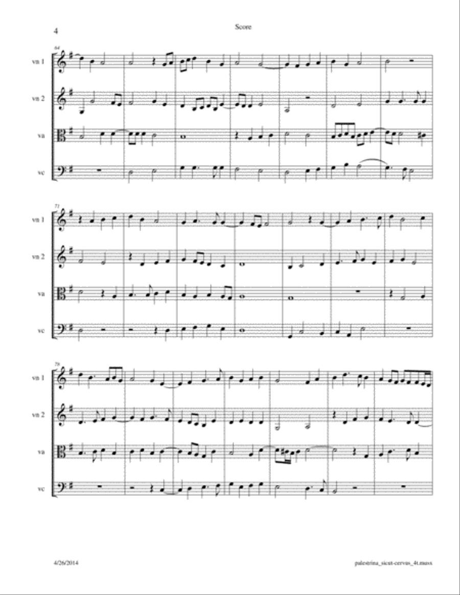 Palestrina: Sicut cervus for String Quartet String Quartet scores gallery preview page 4