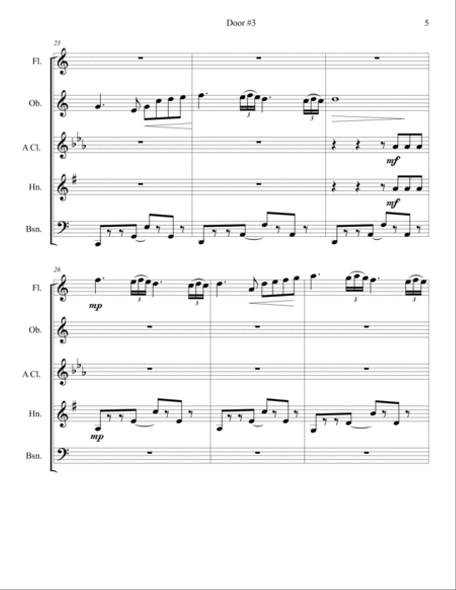 Door #3 -- A Wind Quintet Woodwind Quintet scores gallery preview page 5