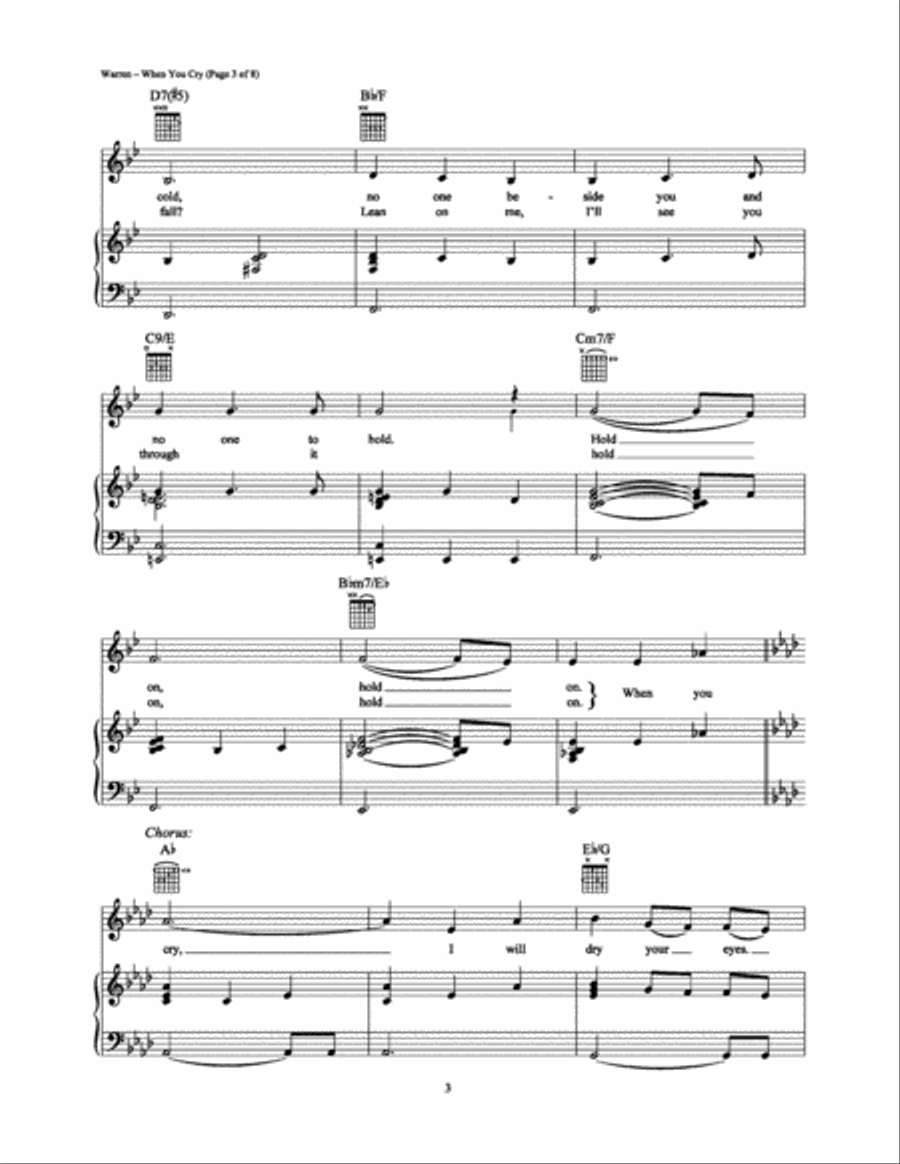 When You Cry Piano, Vocal, Guitar scores gallery preview page 3