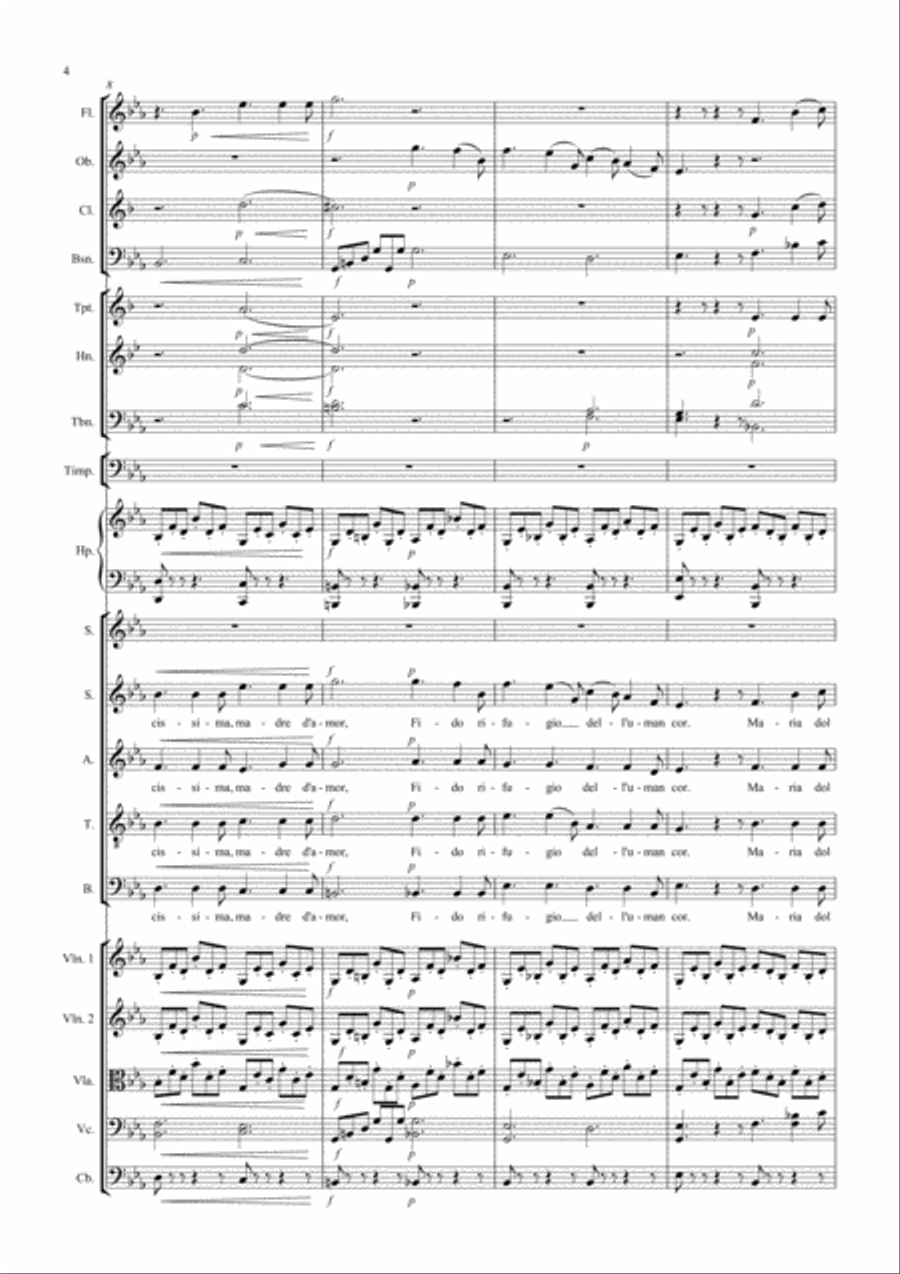 Dolcissima Maria for Soprano, Symphonic Orchestra and SATB Choir 4-Part scores gallery preview page 4