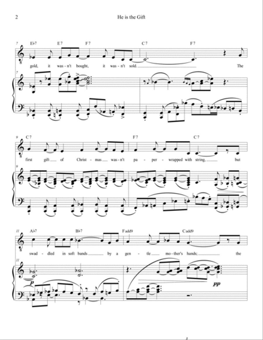 He is the Gift : A Christmas Carol for Medium Voice & Piano Medium Voice scores gallery preview page 2