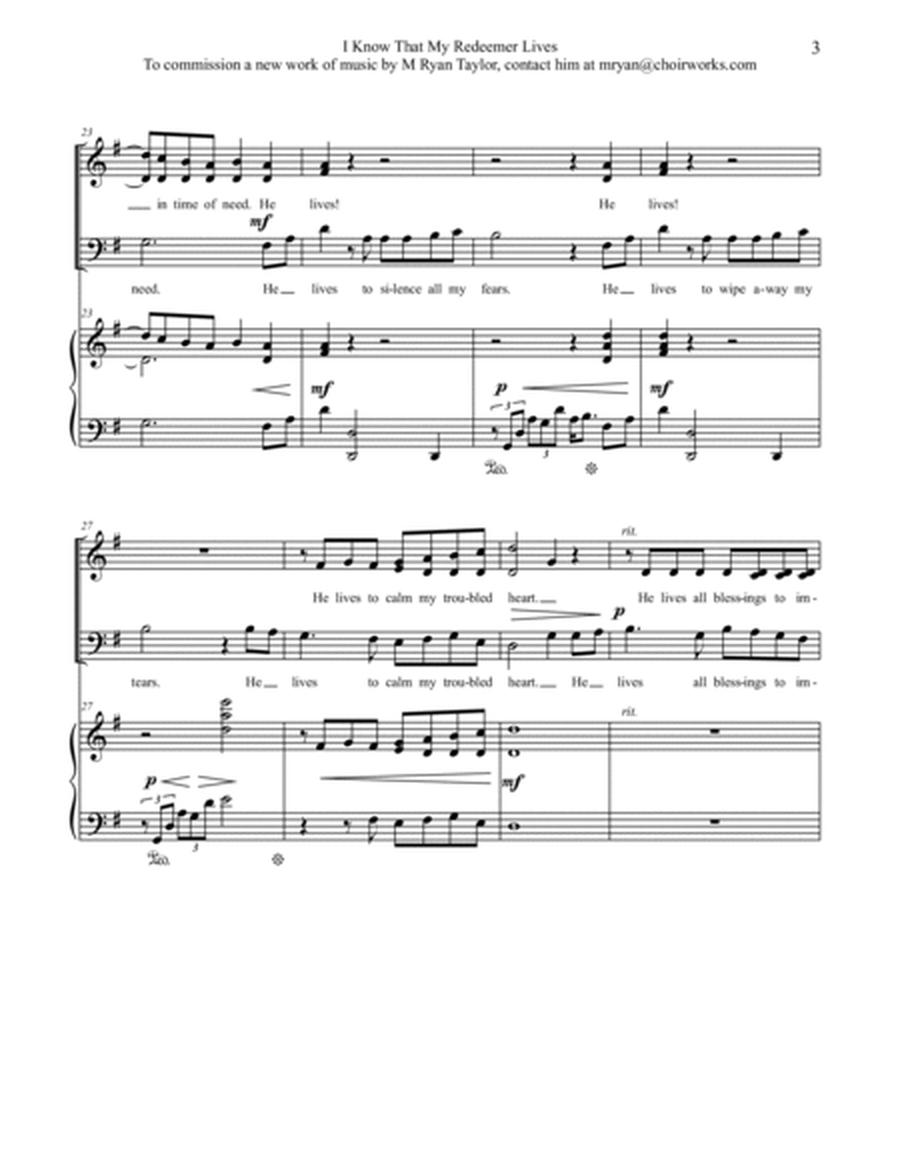 I Know that my Redeemer Lives : SATB and Piano image number null