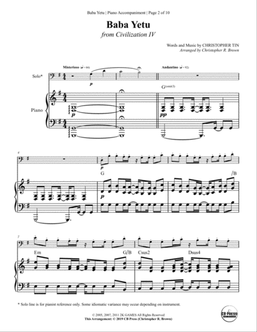 Baba Yetu Large Ensemble scores gallery preview page 2