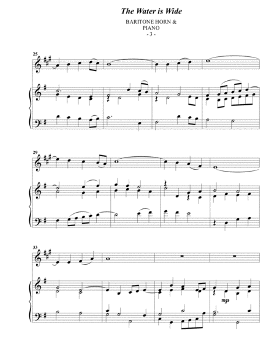 The Water is Wide for Baritone Horn & Piano Baritone Horn TC scores gallery preview page 3