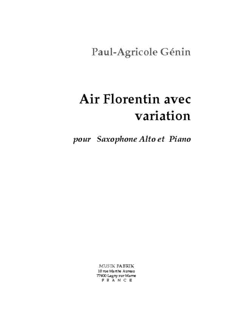 Air Florentin avec variation, opus 65