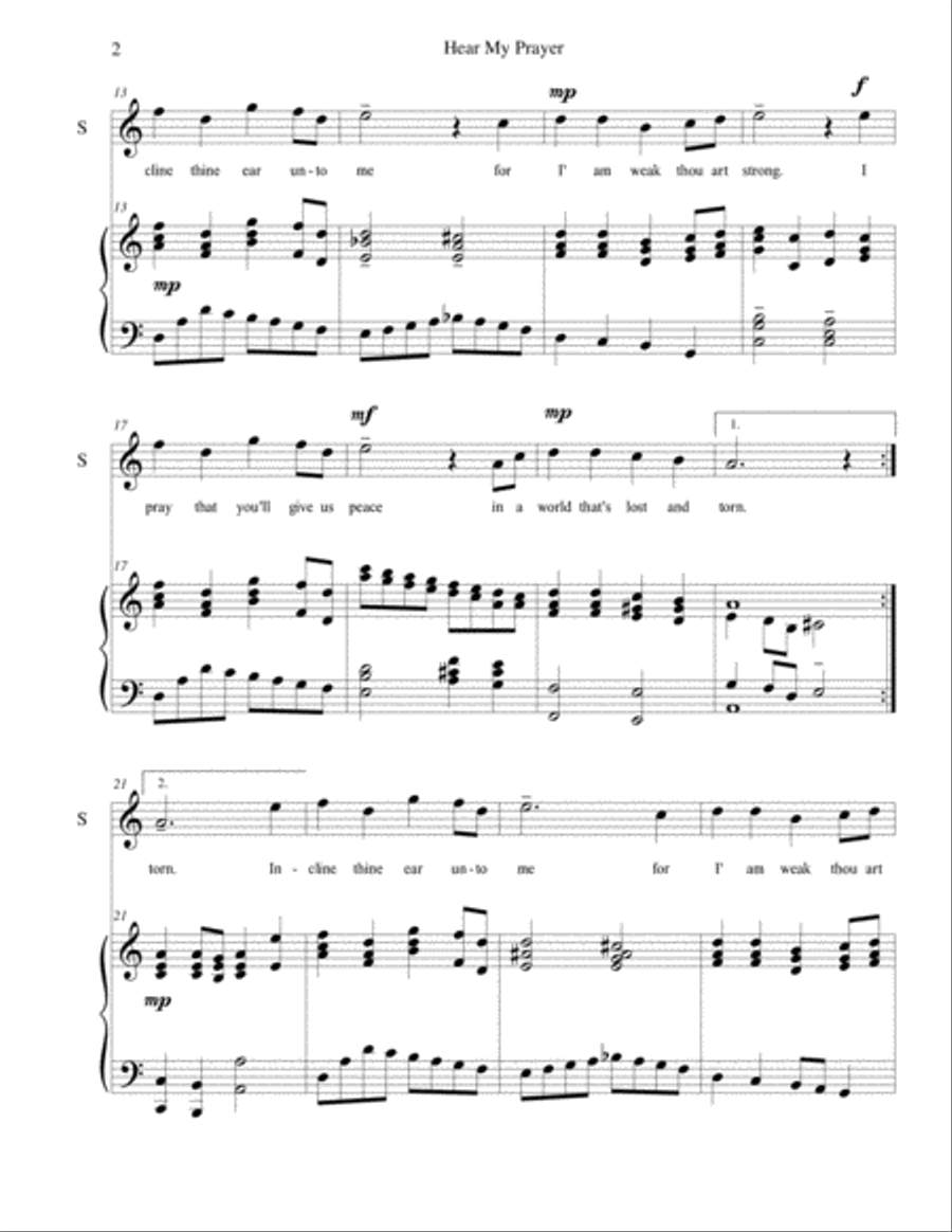 Hear My Prayer Voice Solo scores gallery preview page 2