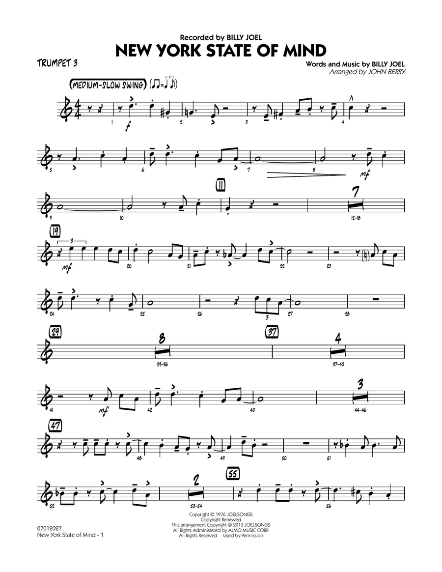 New York State Of Mind - Trumpet 3 Jazz Ensemble scores gallery preview page 1