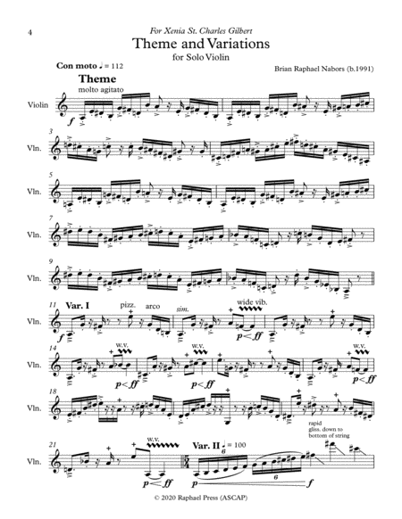 Theme and Variations for Solo Violin image number null