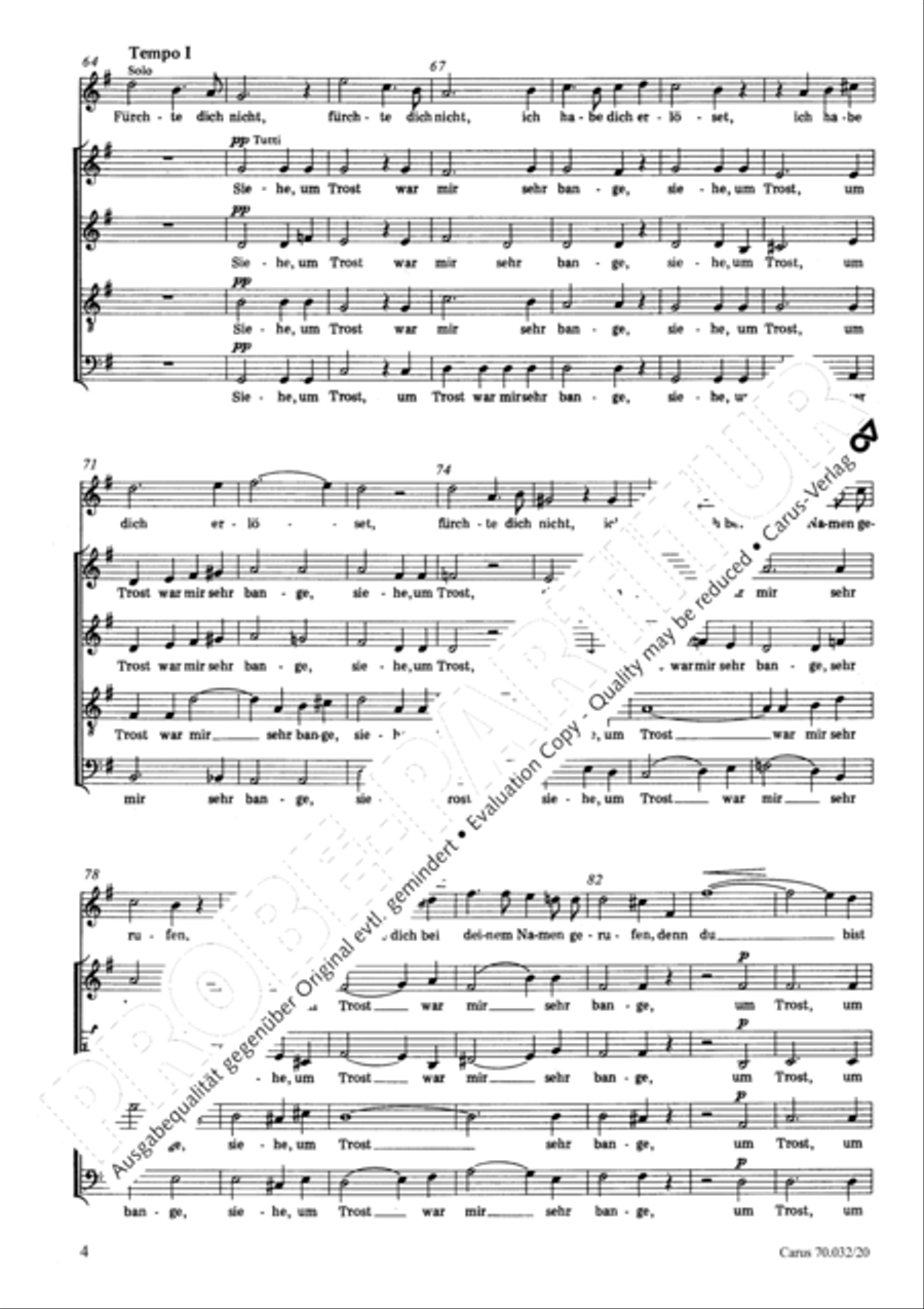 Siehe, um Trost war mir sehr bange 4-Part scores gallery preview page 5