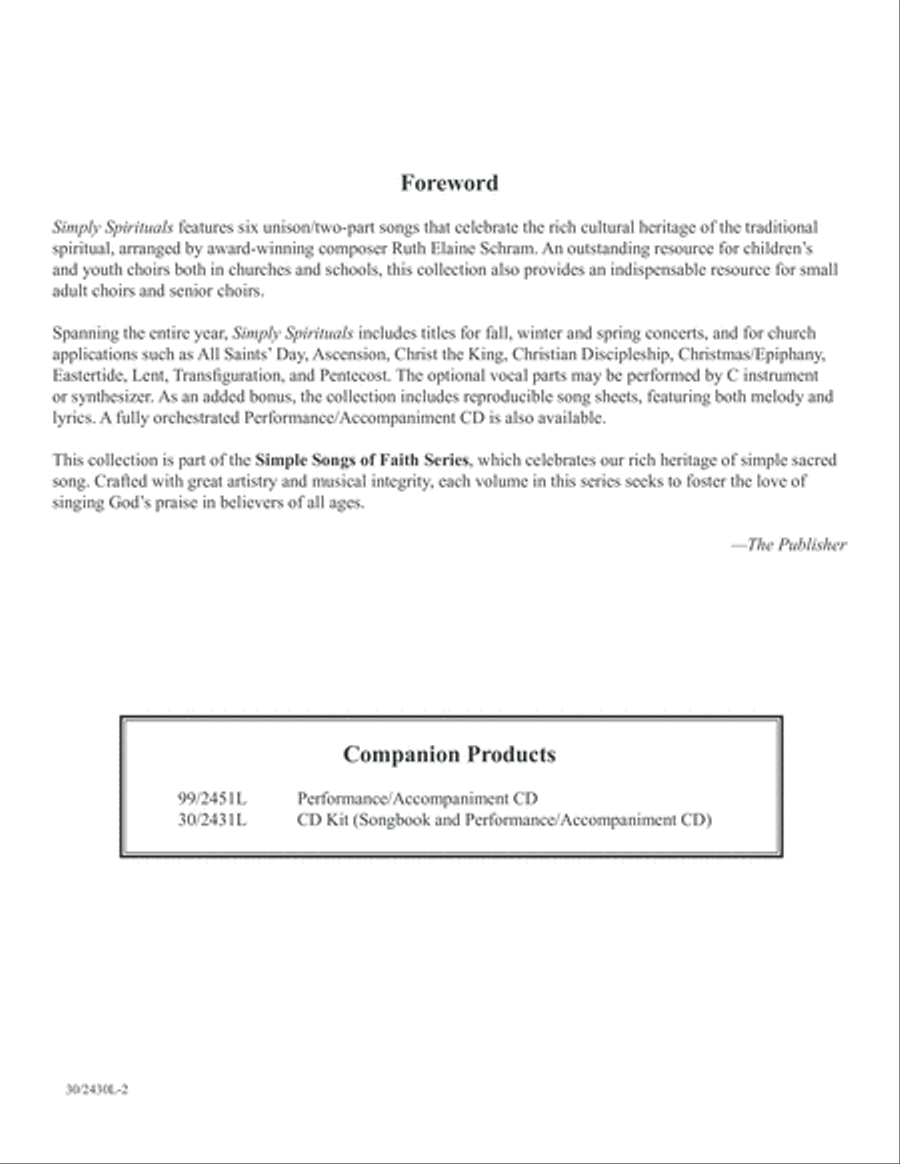 Simply Spirituals Unison Choir scores gallery preview page 3