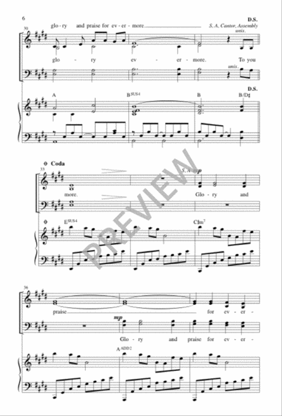 To You Glory and Praise 4-Part scores gallery preview page 6