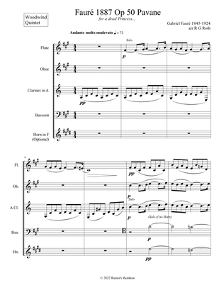 Fauré 1887 Op 50 Pavane Woodwind Quintet