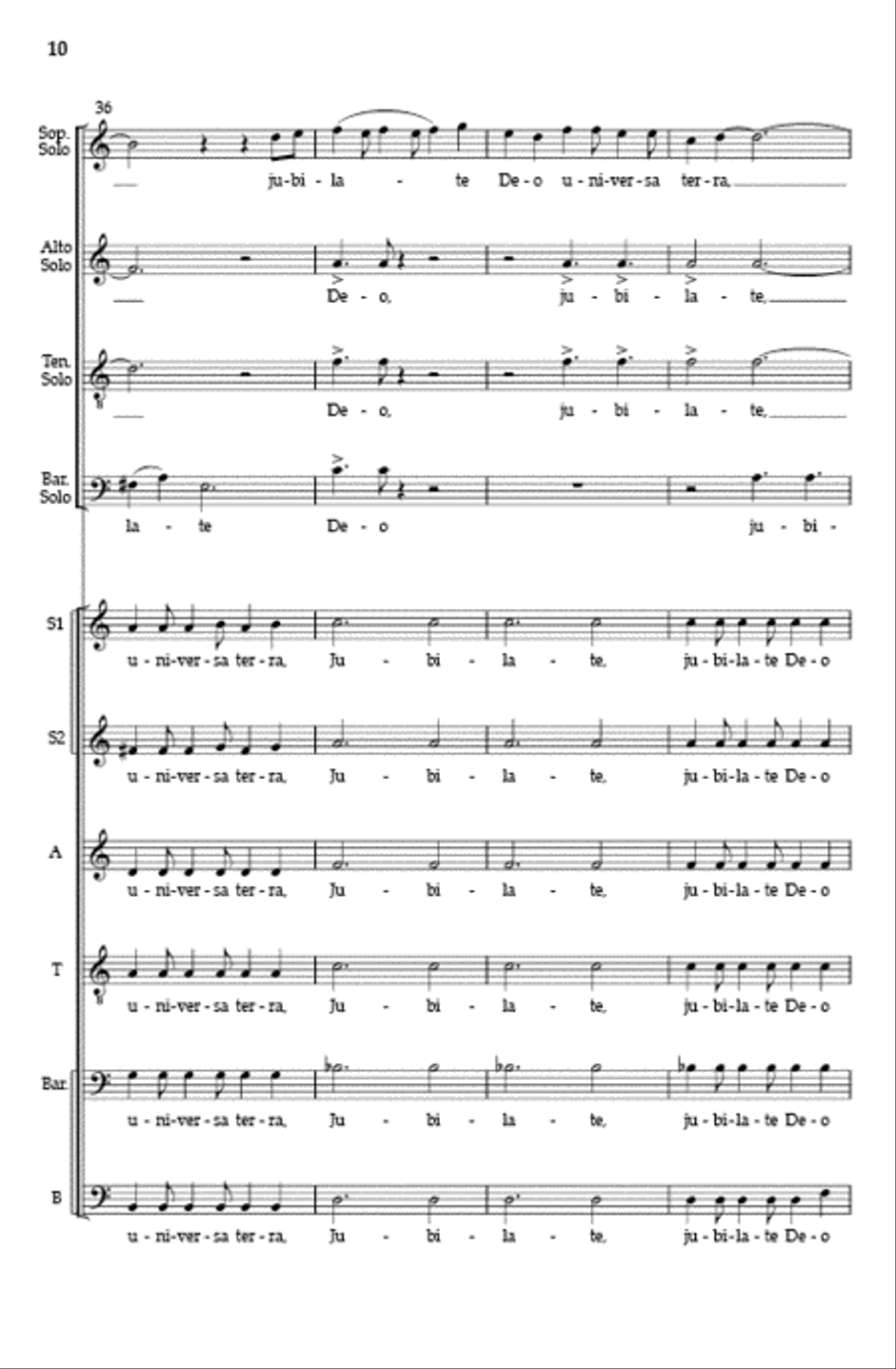Jubilate Deo (SSATBB with SATB solos) 4-Part scores gallery preview page 9