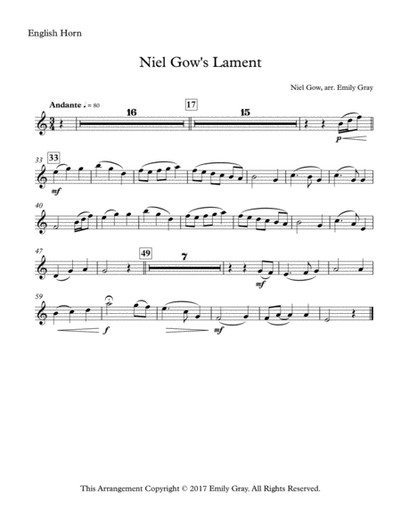 Niel Gow's Lament (Concert Band - Parts) image number null