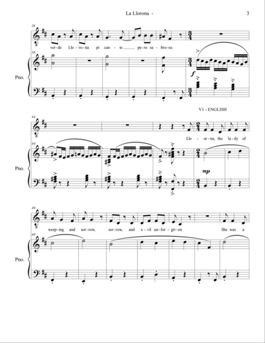 la Llorona Voice scores gallery preview page 3