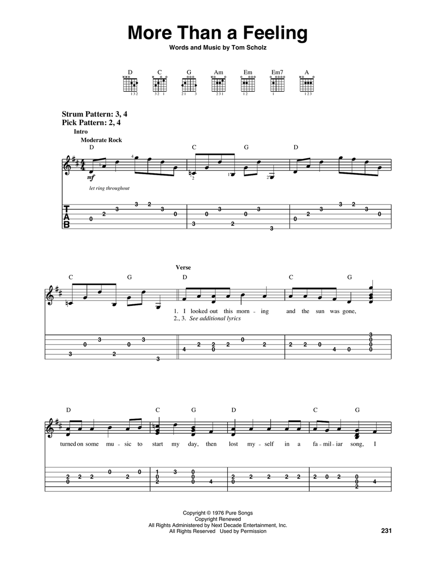 More Than A Feeling Guitar Tablature scores gallery preview page 1