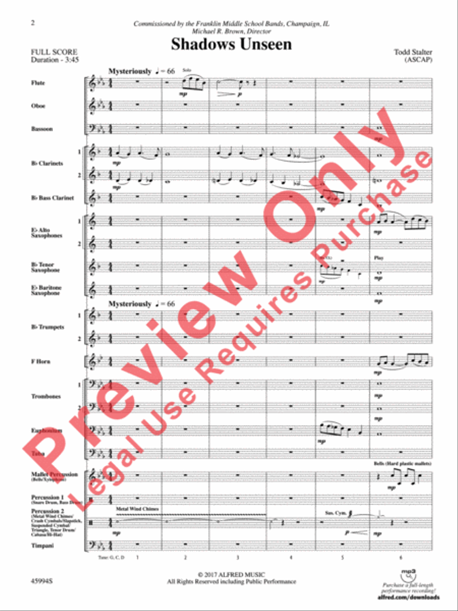 Shadows Unseen Concert Band scores gallery preview page 3