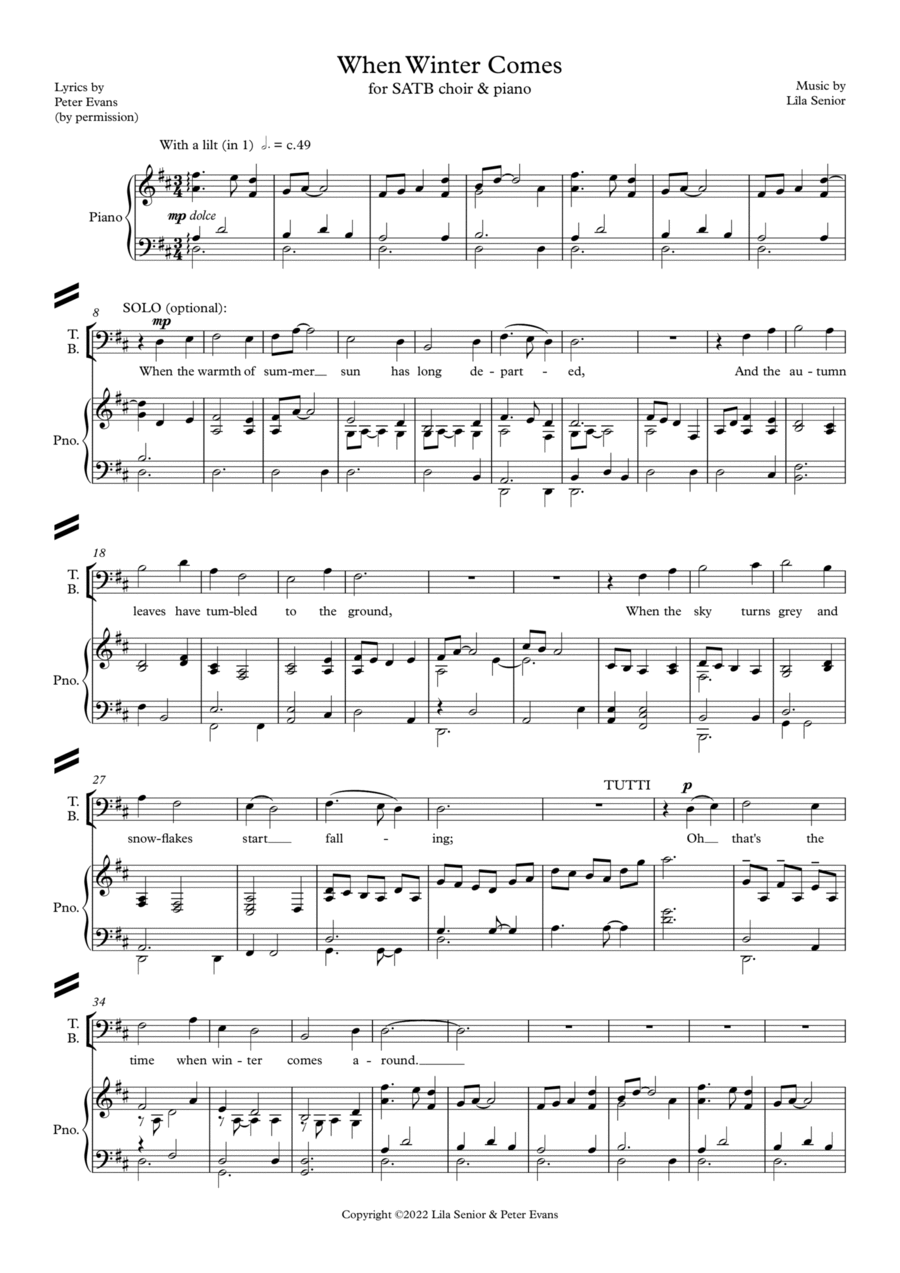 When Winter Comes 4-Part scores gallery preview page 1