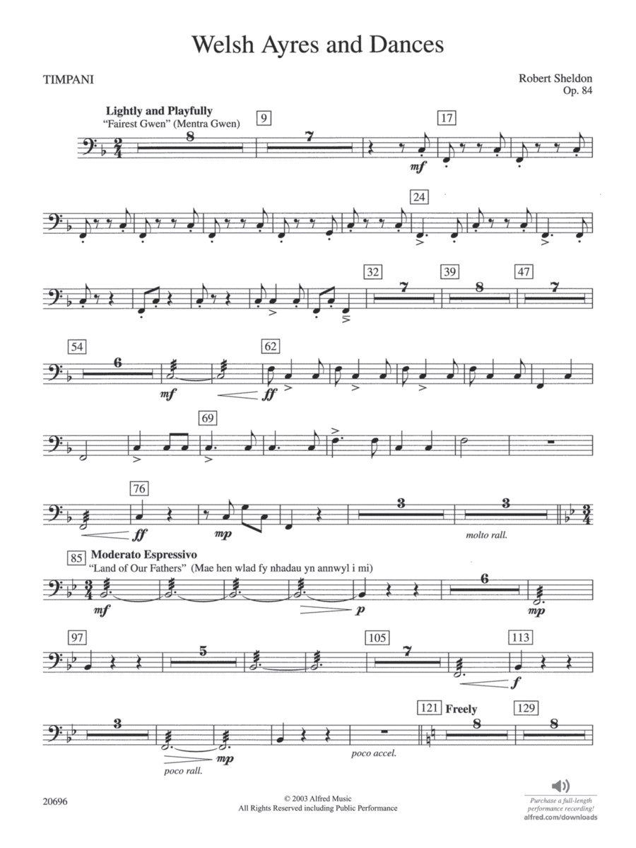 Welsh Ayres & Dances: Timpani Concert Band scores gallery preview page 1