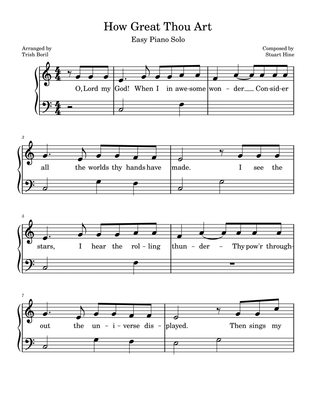 How Great Thou Art | EASY PIANO | LARGE PRINT | Simplified