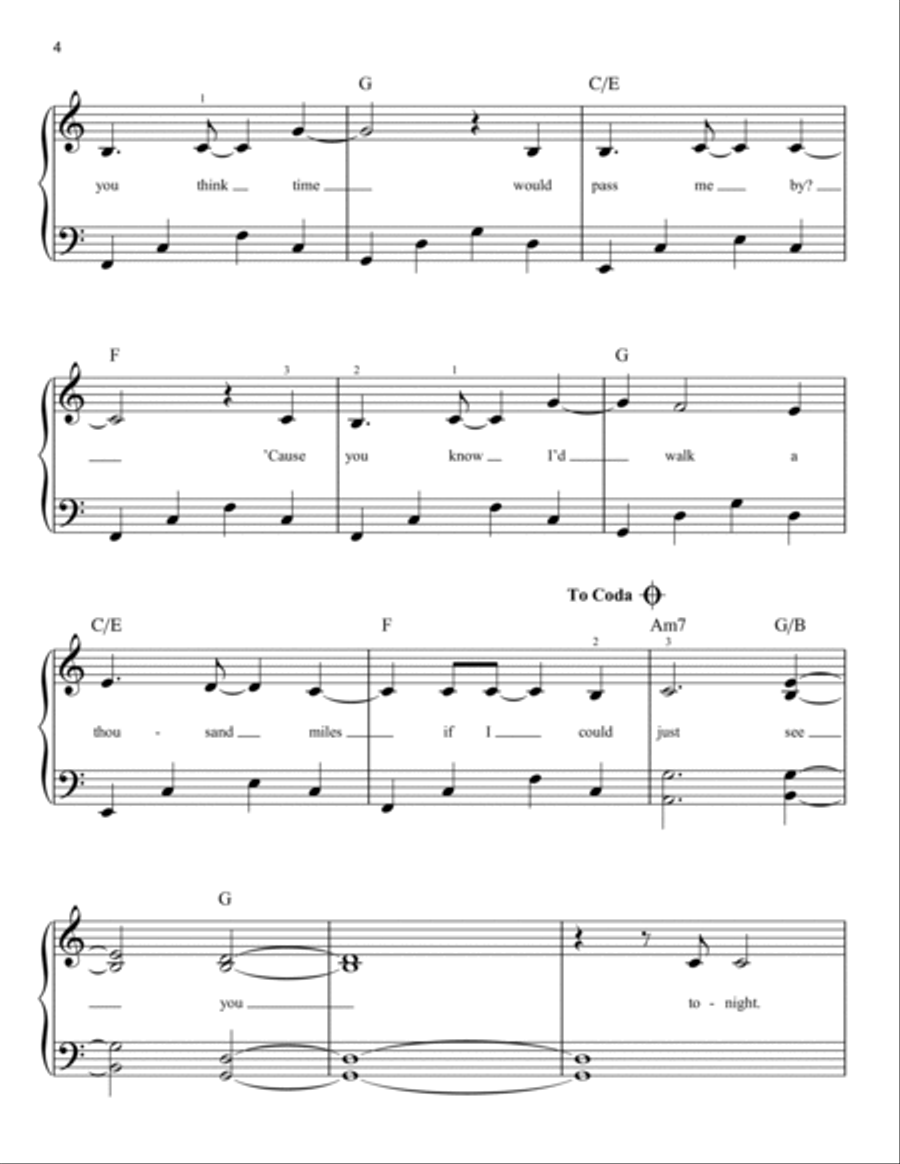 A Thousand Miles Easy Piano scores gallery preview page 4