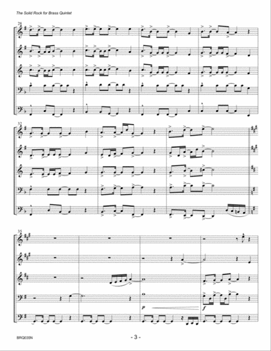 THE SOLID ROCK (My Hope is Built) for BRASS QUINTET Brass Quintet scores gallery preview page 3