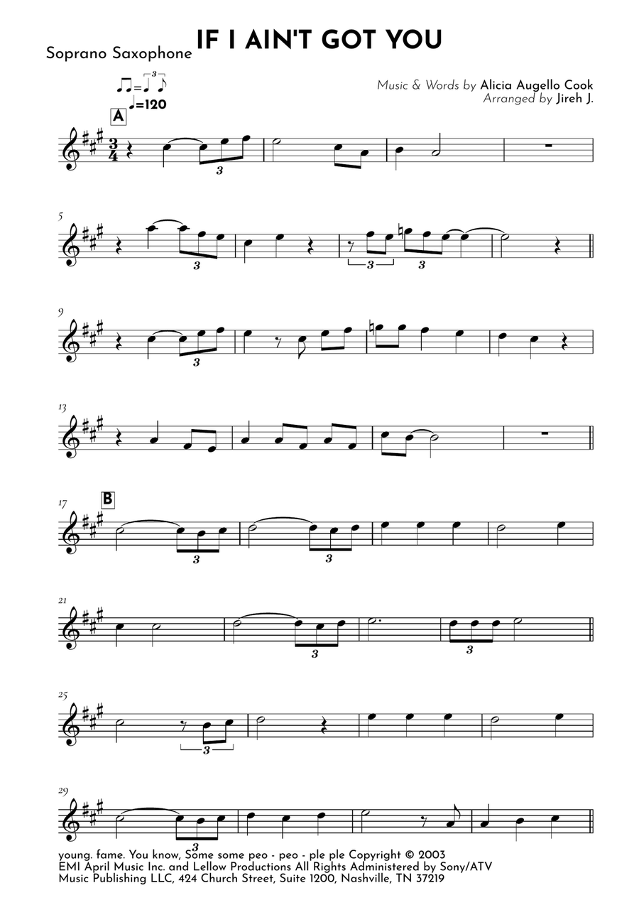 If I Ain't Got You Soprano Saxophone scores gallery preview page 2