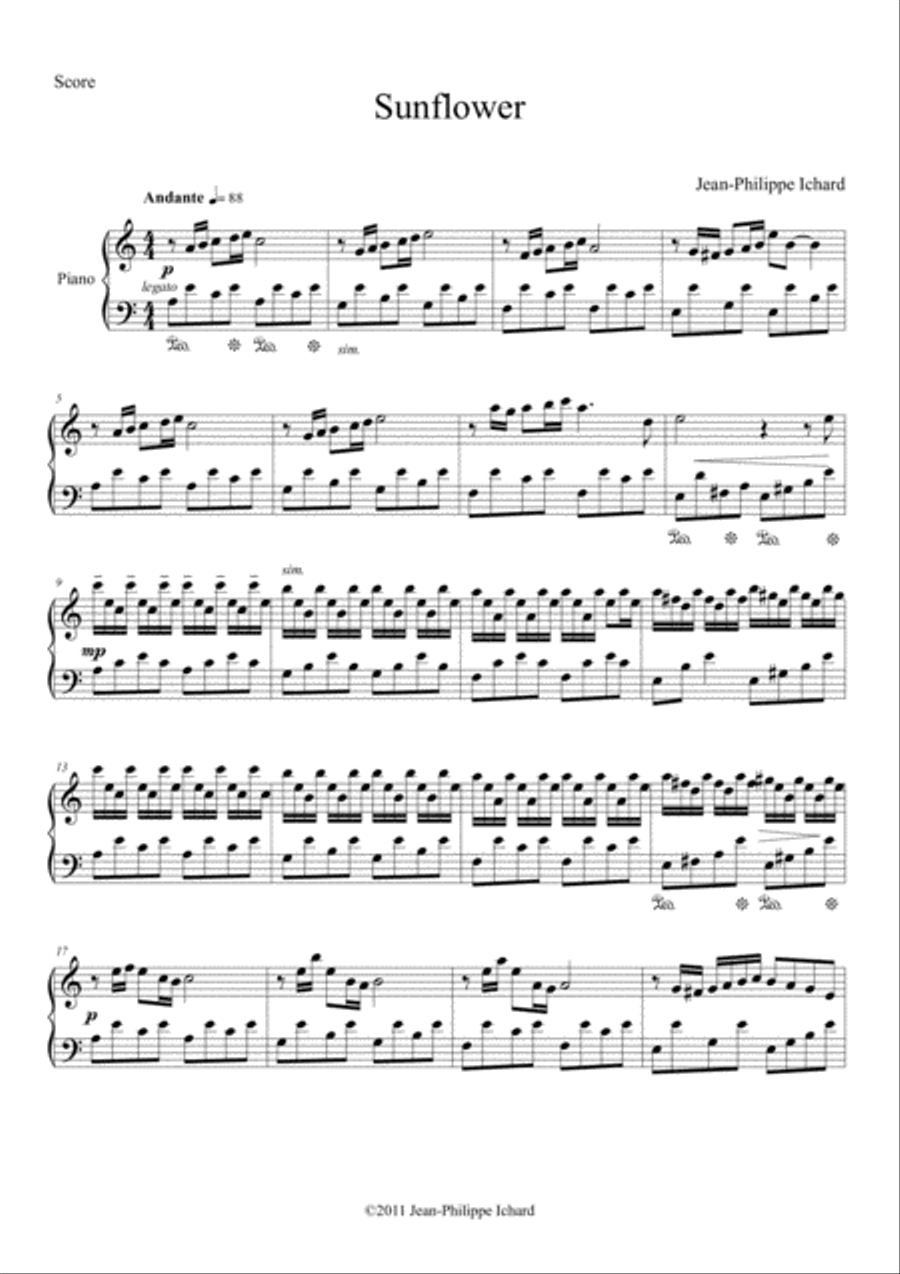 Sunflower Piano Solo scores gallery preview page 1