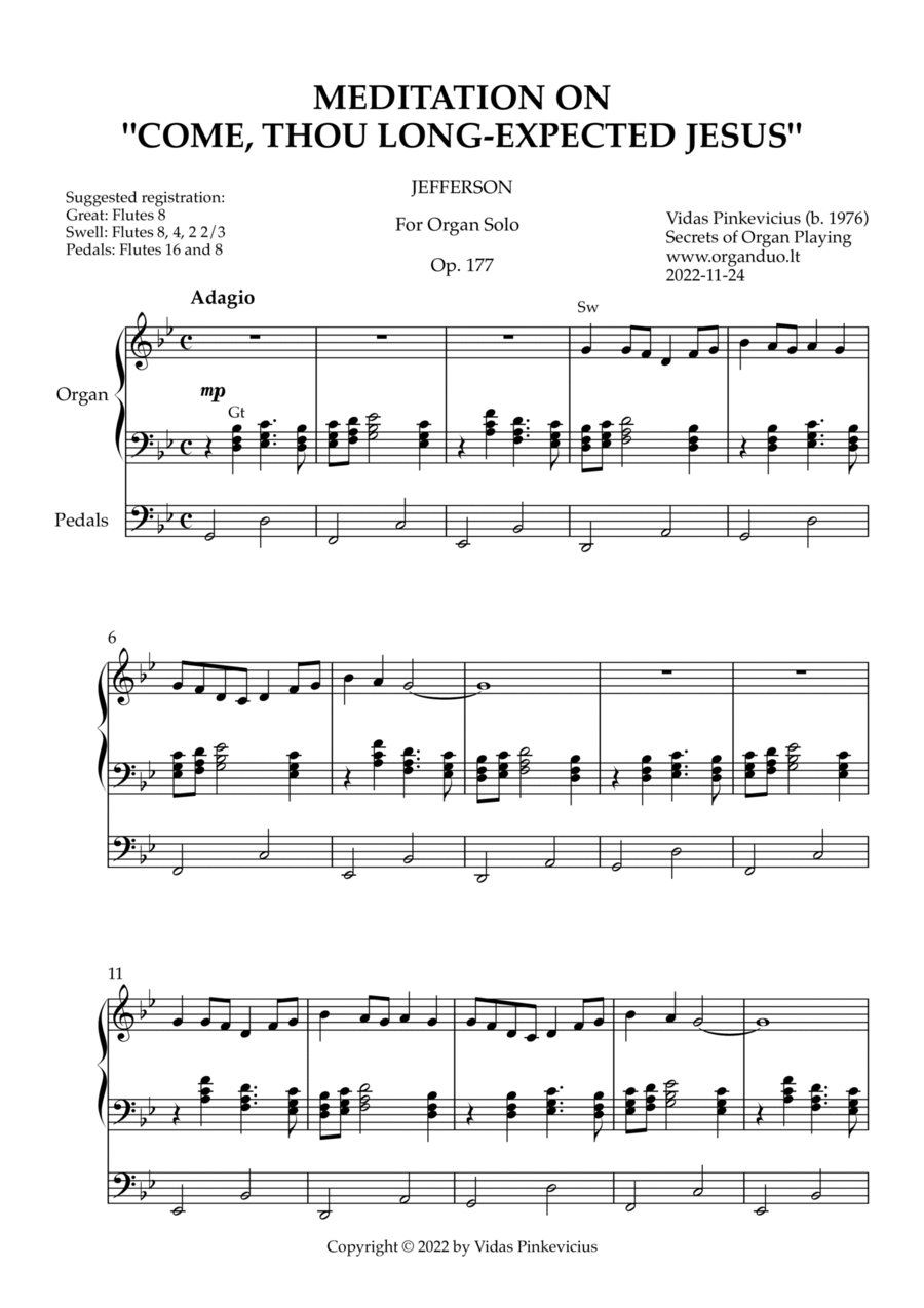 Meditation on "Come, Thou Long-Expected Jesus", Op. 177 (Organ Solo) by Vidas Pinkevicius