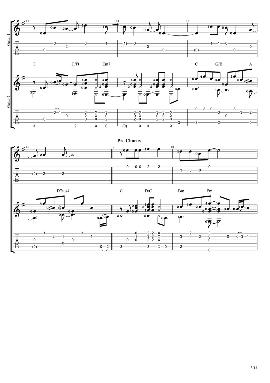Karena Kutahu Engkau Begitu (kkeb) Guitar Tablature scores gallery preview page 3