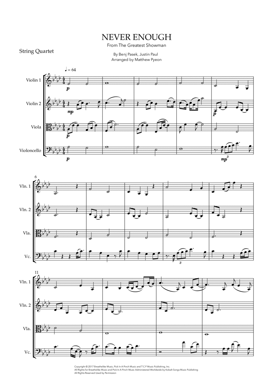 Never Enough String Quartet scores gallery preview page 1