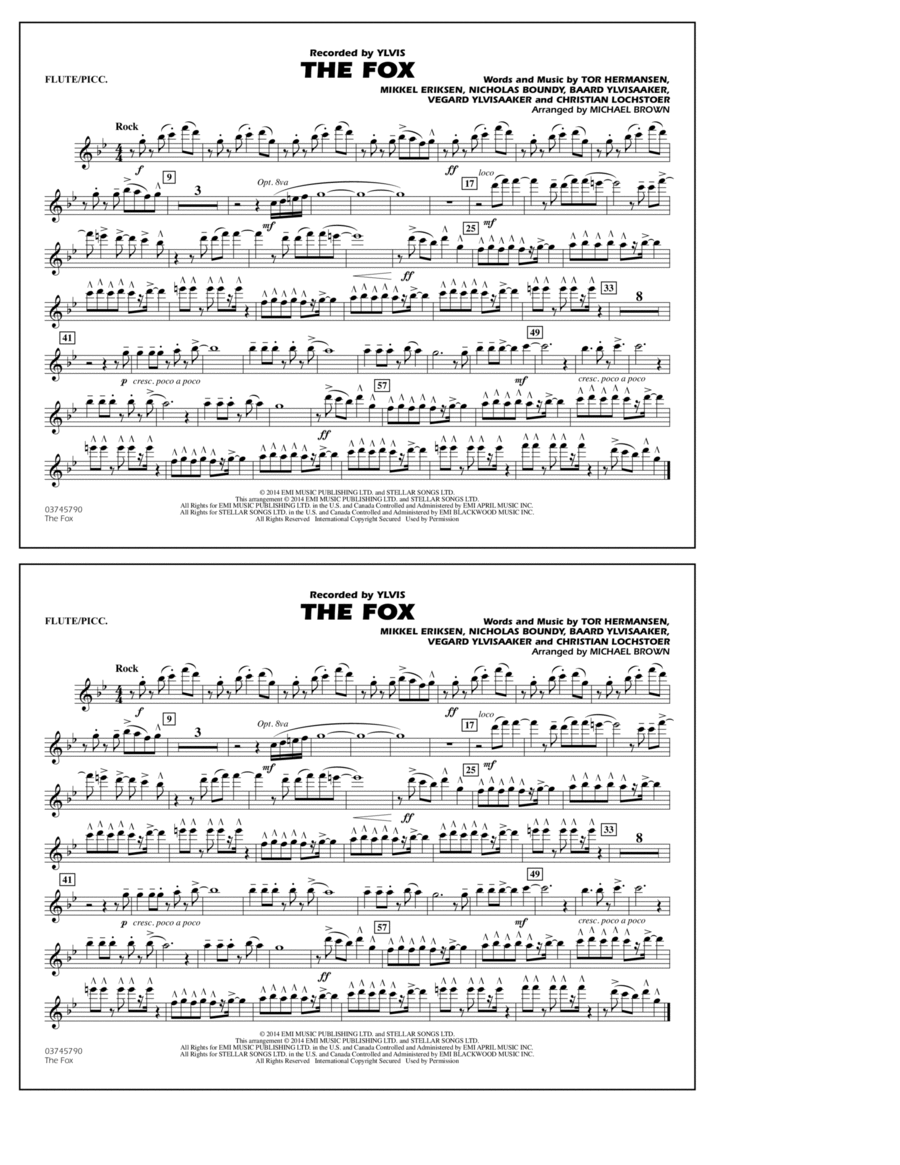 The Fox (What Does The Fox Say?) (arr. Michael Brown) - Flute/Piccolo