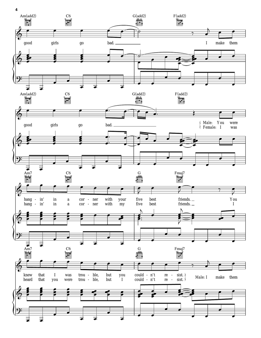Good Girls Go Bad Piano, Vocal, Guitar scores gallery preview page 4